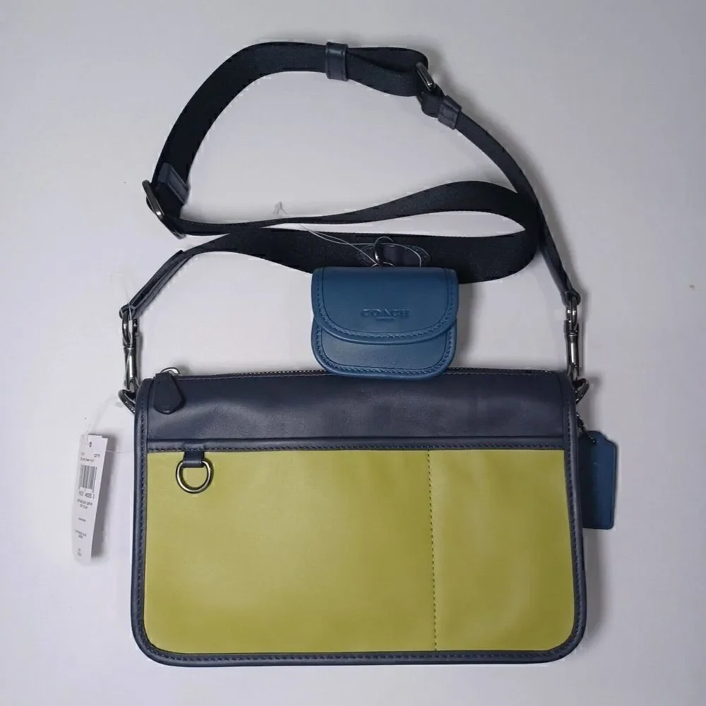 Coach C8140 Heritage Convertible Crossbody Hybrid Colorblock Bag Lime Green